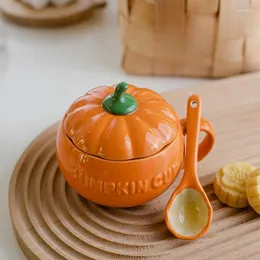 Canecas Creative Creative Pumpkin Cup Personality Trend Water Ceramic bebenear com colher de tampa