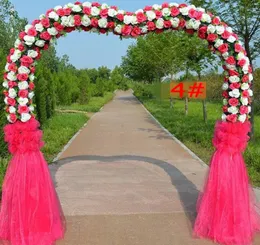 Wielka scena ślubna dekoruje brzoskwiniowe kształt serca łuk Piękny jedwabny kwiat łuk drzwi ślubne Props dostawa 2364116
