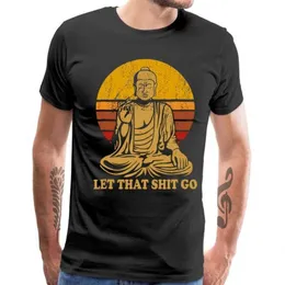 Herren T-Shirts Man Casual Shirt Vintage Grafik T-Shirts lassen diese Scheiße gehen Buddha T-Shirts Männliche Tops Hemd Erwachsene T XS-4XL CAMISETA T240510