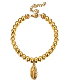 Nuovo Braccialetti Virgin Mary Charm Virgin Mary Braccialetti di Fashion inossidabile per donne in argento per perle di rosario Virgin Mary Bracciale Cathol3185620