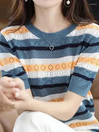 女性のパーカー夏の綿とリネンくぼみ対照的な色半袖のTシャツのためのゆるいカジュアルマッチング純粋