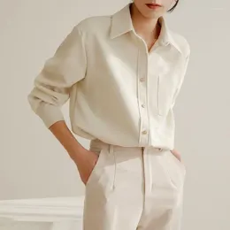 Blusas femininas xej outono e camisas de inverno para mulheres soltos soltos lã de lã de lã de lã superior de manga comprida Blusa branca