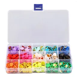 Storage Bags Thumb Tacks Plastic Steel Wire Decorative Push Pins Rubberized Flat Head Colorful 15 Colors With Clear Box For Notice Board