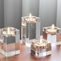 Titulares de velas Europa Titular de vidro de cristal fino transparente caseiro de casamento de casas decorações de casa