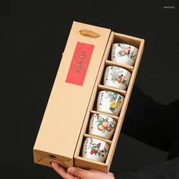 Чайные наборы 5pcs ru Kiln Tea Cup Set Ceramic