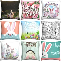 Pillow Easter's Day Square Cases Eggs Covers Funny Zippered Decorative Throw Case Cover For Sofa
