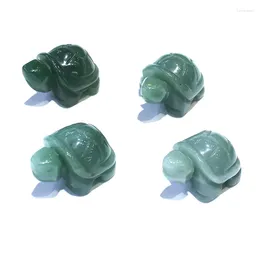 Dekoratif figürinler 1 adet 1,5 inç doğal yeşil aventurin kristal taş kaplumbağa