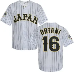 Partyjersey 남자 16 Ohtani 힙합 짧은 소매 일본 야구 유니폼 화이트 블랙