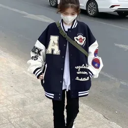 Jaqueta de beisebol bordada em estilo americano para menino e menina nova jaqueta versátil solta