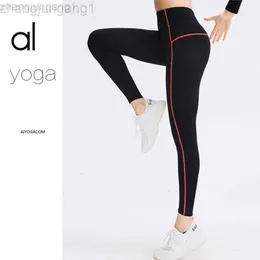 Desginer Als Yoga Pant Leggings Originfitness for Women with Double-sided Brocade Tight Fitting Peach Hips High Waist and Plush Pants