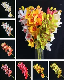 4P Artificial LaTex Cymbidium Orchid Flowers 10 Heads Real Touch god kvalitet Phalaenopsis Orchid för bröllopsdekorativ blommor18412846