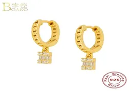 Orecchino di Boako Crystal CZ 925 Orecchini in argento sterling per donne pendiente Piercing Orecchi di cerchio ohrrringe di lusso gioielli fine 22674147547