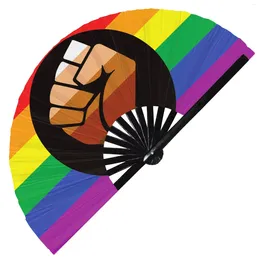 Figurine decorative Pride Rainbow Folding Fan Festival Ruve Festival Accessori per donne uomini LGBT cornici di bambù a mano