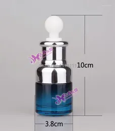 Storage Bottles Luxury Blue Thick 20ml Glass For Essential Oils W/ Eye Dropper Wholesale 100pcs/lot By DHL