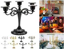 Kerzenhalter Antike Retro -Halter Europäischer Vintage Metall Candlestick Silber Gold Plated Candelabra Tisch Mittelstücke für Taper8422363