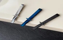 M03 Designer Krawatte Clip Titanium Stahl Metall -Stahl Stähle Silber Krawatten Stifte Stabschnalle mit Box3464417