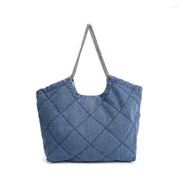 Сумки для плеча роскошные сумочки женские сумки дизайнерская джинсовая джинсовая ткань женщина простая большая способность Canvas Студенты Ladies Big Totes Blue
