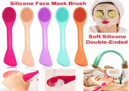 Silicone Face Mask Brush Doublehead Soft Silicone Facial Cleansing Brush Mud Clay Mask Body Lotion and BB CC Cream Brushes Beauty4740207