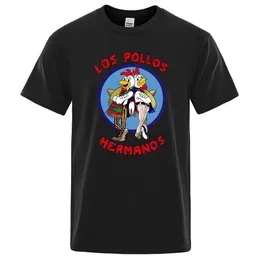 Herr t-shirts mode män t-shirts 2022 sommar los pollos hermanos topps manliga kyckling bröder kort slve t roliga hipster heta försäljning tops t240510