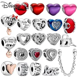925 Sterling Silver Fit Pandoras Charms Beads Bracciale Charm Love Heart Family Cupido fascino