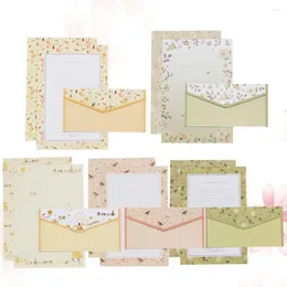 Hediye Sargısı 5 Set/45pcs Zarflarla Mektup Kağıt Kırtasiye Japon Çiçek Dekorasyonları