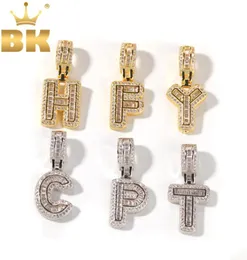 THE BLING KING Single Small Baguette Letter Pendant Necklace English Initial Letters Fashion Iced Out Cubic Zirconia Jewelry4884631