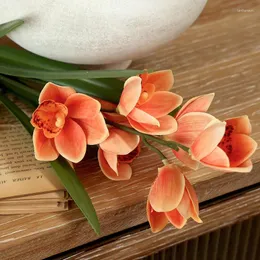 Dekorative Blumen 3D -Druckkünstlern Cymbidiumzweige Orange gefälschte Hochzeitssimulation Blume Home Dekoration
