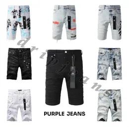 Lila Jeans Herren Denim Shorts Designer Shorts Ripped Shorts Purpur Denim Shorts Hochwertige Jeans Hip Hop Denim Shorts Tropf Jeans Low Taille Shorts Slim Fit Shorts