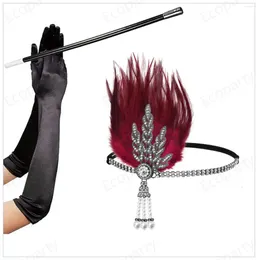Party Supplies Women Great Gatsby Costume Accessories Set 1920s Flapper Feather Headband Gloves Cigarette Holder 3 Pack 25
