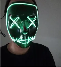 Nuovo LED Halloween Ghost maschera The Purge Election Year Mask El Wire Glowing Mask Neon 3 Models Flashing Party Scarey Horror Terror 8493100