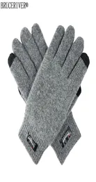 Bruceriver Men039s Czyste wełniane dzianinowe rękawiczki dotykowe z thinsulatem podszewką i elastycznym mankietem żebra H08181015966