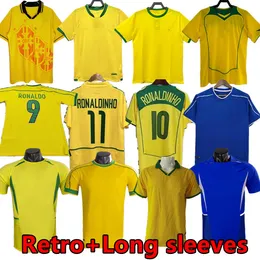 1970 1977 1998 Retro Brasil Pele Soccer Maglie uomini Kids 2002 Romario Ronaldo Ronaldinho 2004 1994 Brasile 2006 Rivaldo Adriano Kaka 1958 2010 18 Vini Jr Shirts