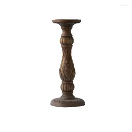 Candle Holders Vintage Nordic Wood Small Holder Base Romantic Antique Pillar Luxury Para Mesa Living Room Decor OC50CH