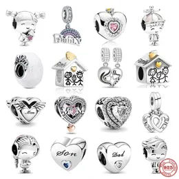 925 Sterling Silver fit pandoras charms Bracelet beads charm Jewelry Pendant Boy Girl Sparkling Mom Bead Sisters