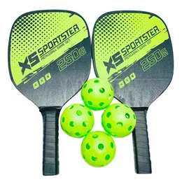 Set di pickleball professionale a 2 giocatori in fibra di carbonio Raccocchiali da paddle a palline da 4 palle palline set di palline borse portatile 240506