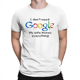 Camisetas masculinas Eu não e Google minha esposa sabe tudo t-shirt impresso Tops engraçados para o marido masculino Dadro de roupas Humor Modal Tshirt T240510