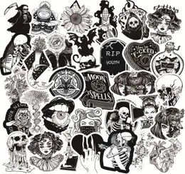 50pcsLot Gothic Stickers for Water BottleBlack White Skull StickersWaterproof Stickers Perfect for Laptop Phone Car Skate6459174