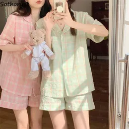 Женская одежда для сна Пижама наборы пледа-студенты девчонка красочная милая ежедневная мягкая простая летняя дизайнерский дизайнер корейский стиль. Повседнев