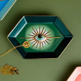 Creative Eye Trays LOBJET Decorative Jewelry Dish Ceramic Plate Ornaments Starry Sky Lito Eye Gift for Girl Friend Candy Ashtray 240511