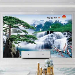 壁紙壁の壁紙リビングルーム5D中国風景絵8Dフィルムとテレビクロスの壁画