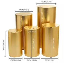 Party Decoration 5pcs Gold Products Round Cylinder Cover Pedestal Display Art Decor Plinths Pillars For DIY Wedding Decorations Ho4447965