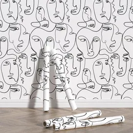 Wallpapers Morden Peel And Stick Face Art Abstract Wallpaper Rolls Home Decoration PVC Waterproof Self Adhesive 3d Deco