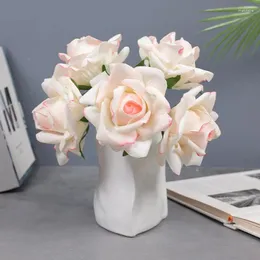 Декоративные цветы 5heads Curl Rose Artificial Flower Bouquet Dinning Table Dispel