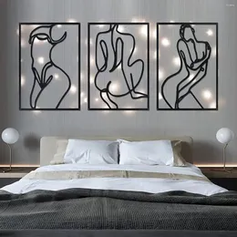 Dekorative Figuren 3 Stücke Set weibliches Körper abstraktes Design Metall Eisenkunst Wand Wand hängen im nordischen Stil für Wohnzimmer Schlafzimmer