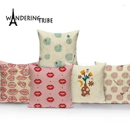 Pillow Lips Style Cover Decoração de casa Pasta de planta Pattern Jungle Decoration Freezy Case FUNA ALMOHADA 45 45cm