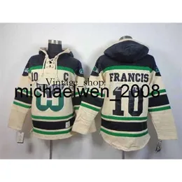 Vin Weng 2014 New Old Time Hockey #10 Ron Francis Cream Fleece Hoodie Jerseys Embroidery Mix Order