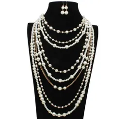 Elegancki wysokiej jakości Pearl Pearl Długie naszyjnik wielowarstwowy naszyjnik żeńskie akcesoria dla panny młodej 229T4642041