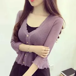 T-shirt feminina Primavera e verão Cardigan Cardigan Cardigan Sweater Sweater Shawl Hollow Womens Fines Womens Topl2405