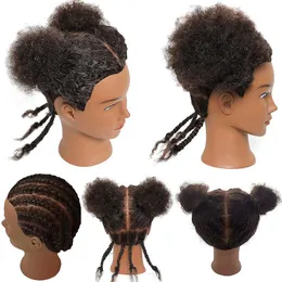 Schaufensterpuppenleiter Afrikanischer Schaufensterpuppen Kopf 100% Real Hair Training Form Geflecht Doll üben Mais und 6 Zoll Q240510