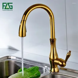 Rubinetti da cucina flg ottone di lusso in ottone audace bagno colore oro colore cigno a forma d'acqua rubinetto a foro montato a foro singolo lavandino